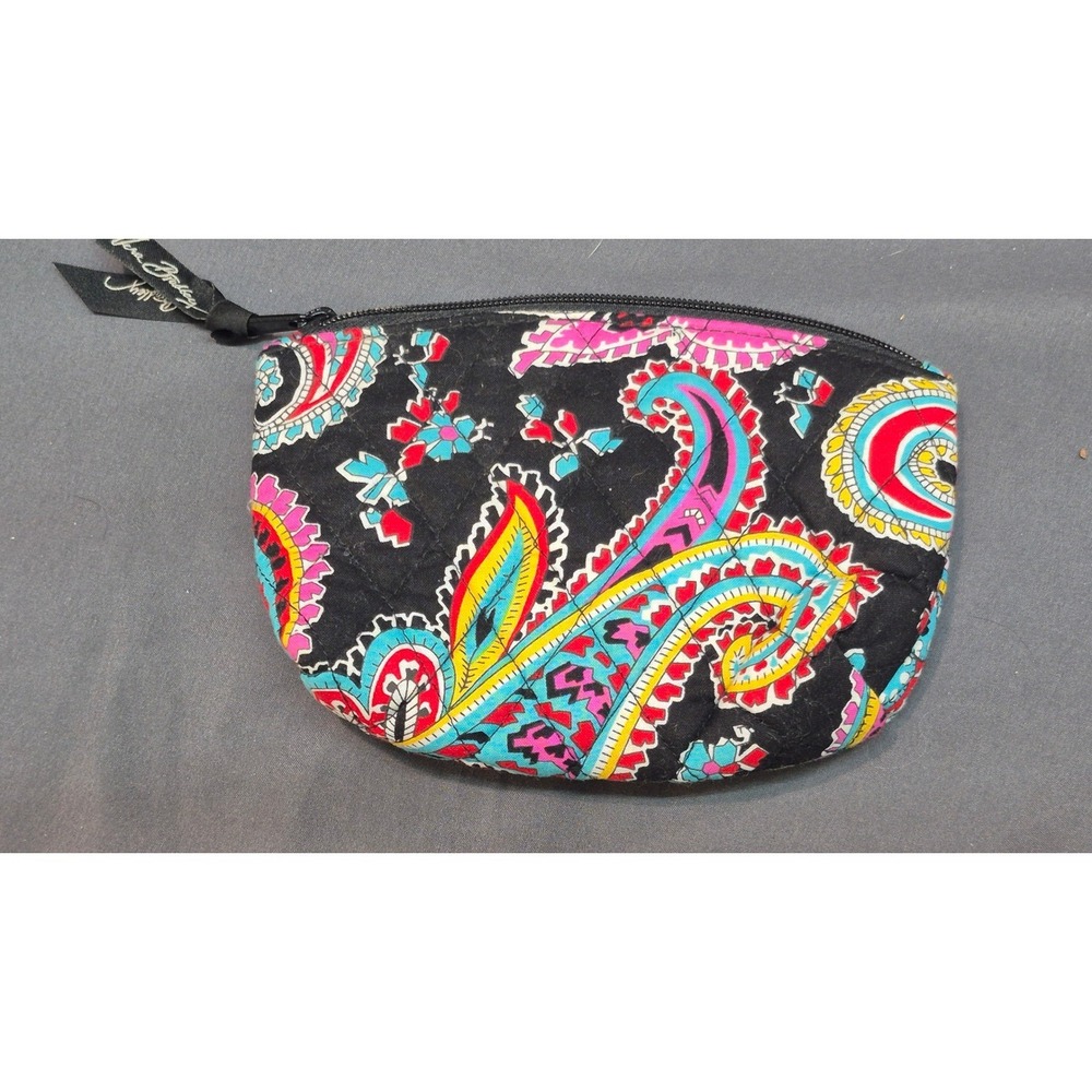 Vera Bradley Lilli Bell Paisley Quilted Cotton Cosmetic Makeup Bag Pouch Black